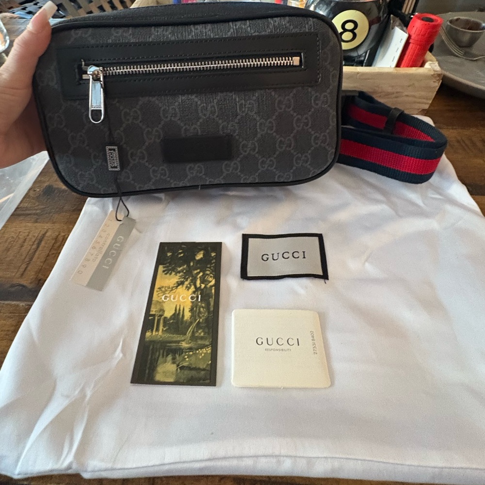Gucci Black Monogram Belt Bag